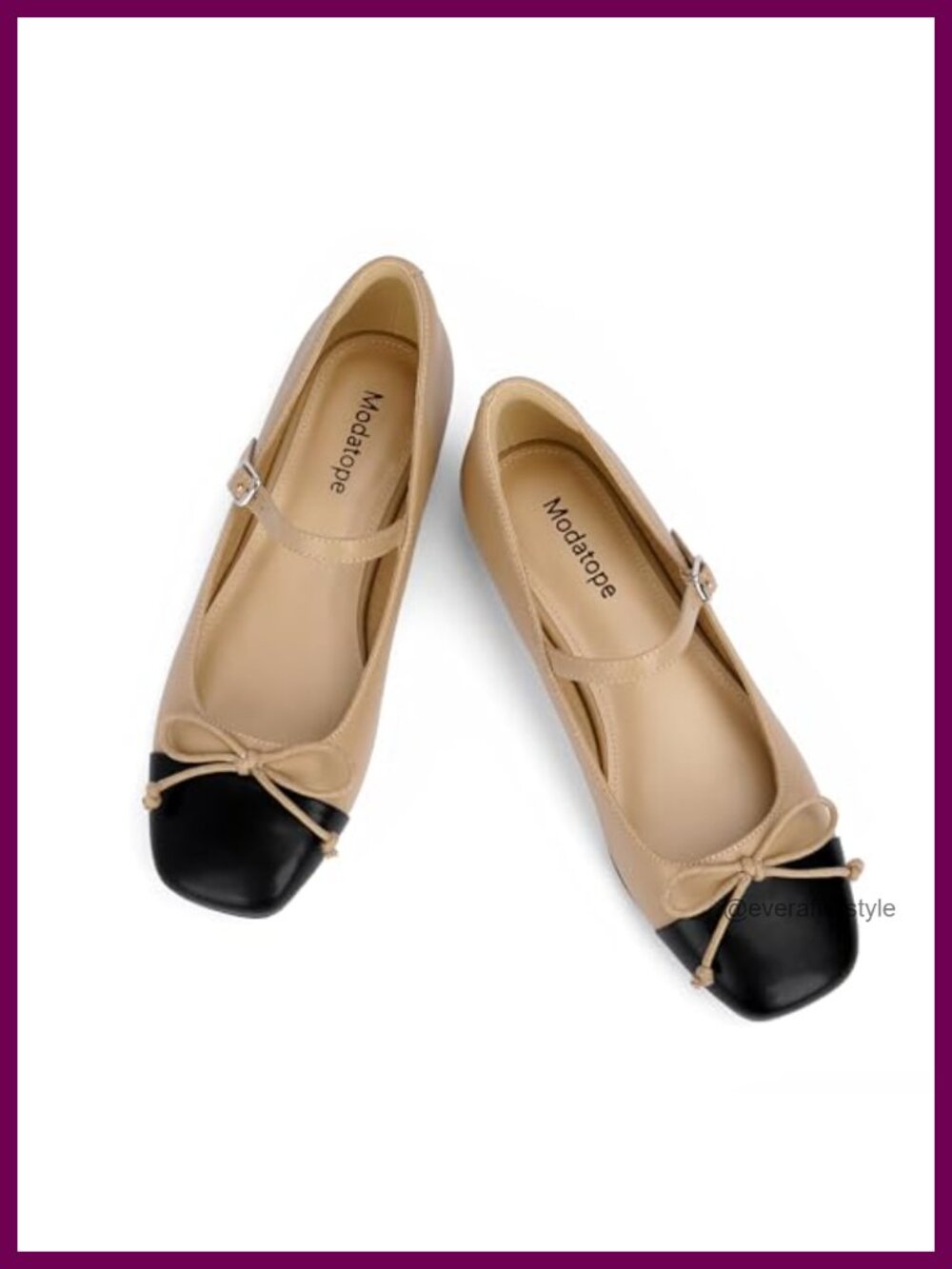 Mary Jane Flats Women Square Toe Faux Leather Adjustable Strap Ballet